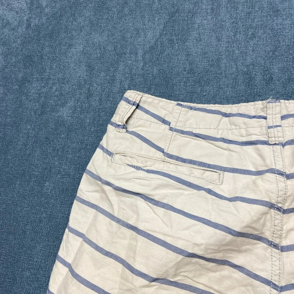 Aeropostale Chino Shorts Mens 32 Blue White Striped Cotton Summer Flat Front
